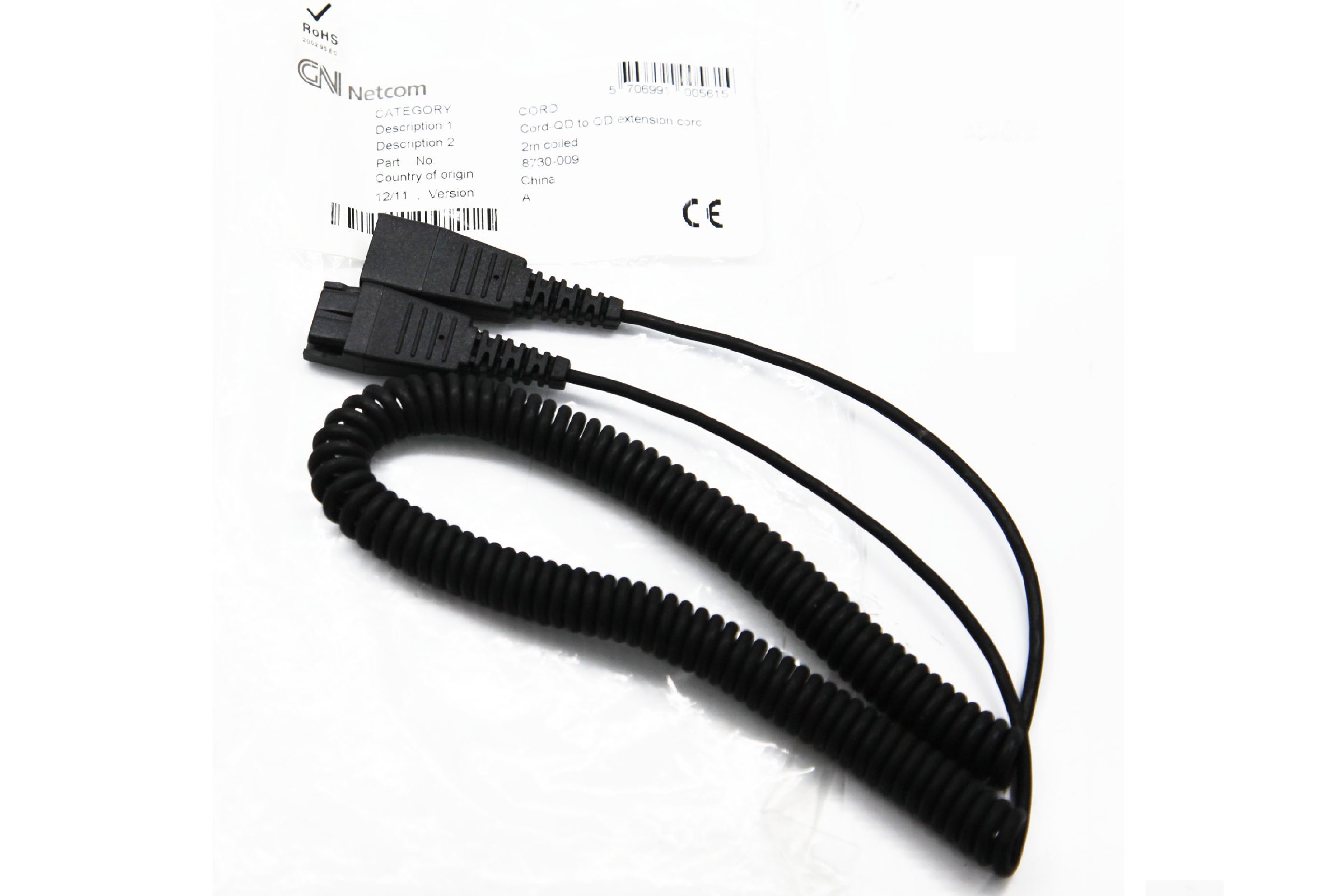 Jabra Verlängerungskabel 2m Spiral - QD Anschluss Schwarz